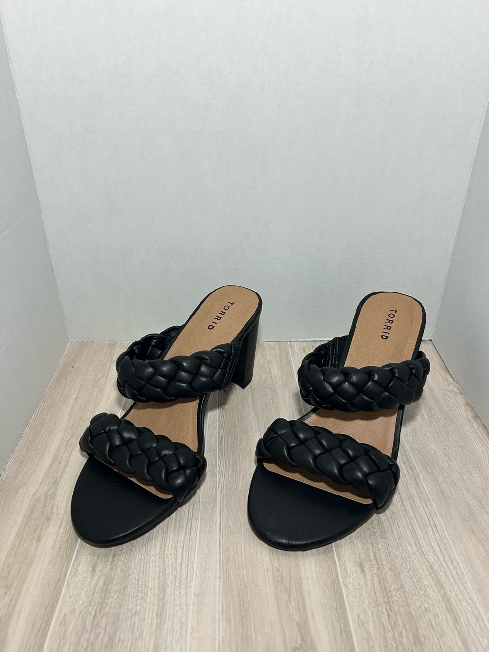 Torrid | Black Braided Two-Strap Block Heel Sandals Size 13W